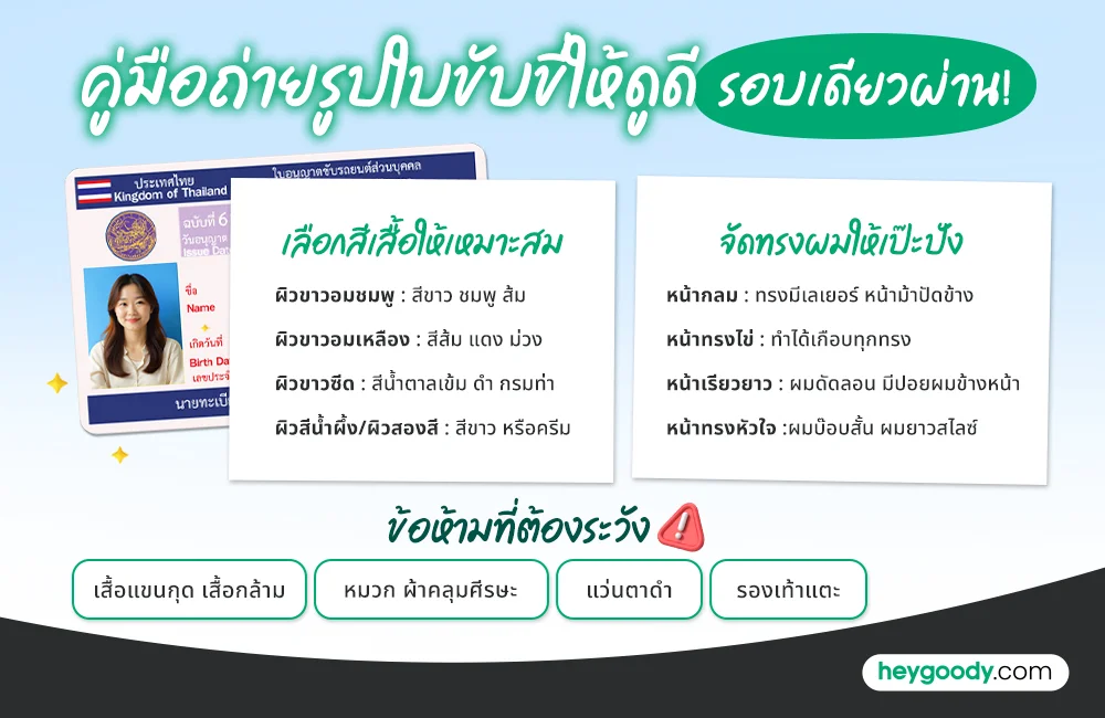 ถ่ายรูปใบขับขี่ เลือกทรงผม เสื้อผ้ายังไงดี